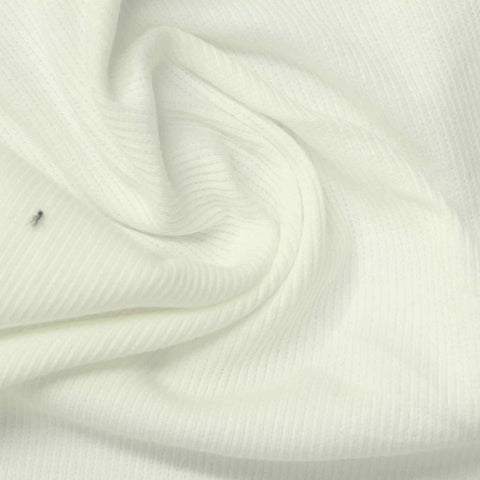 Cotton Stretch Rib Knit Fabric, 190 gsm, 135 cm — White, ref EF-274651