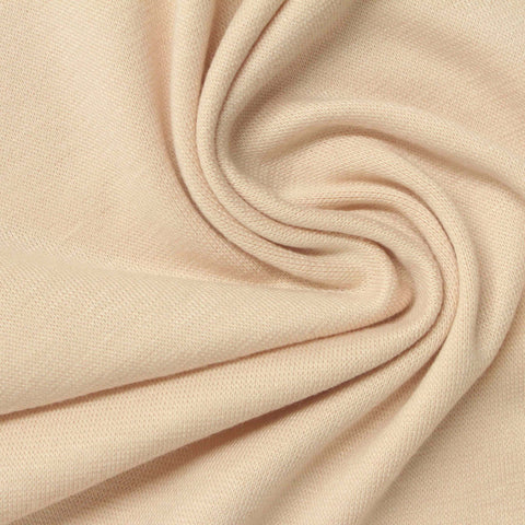 Polyester Viscose Stretch Rib Knit Fabric, 260 gsm, 180 cm — Beige