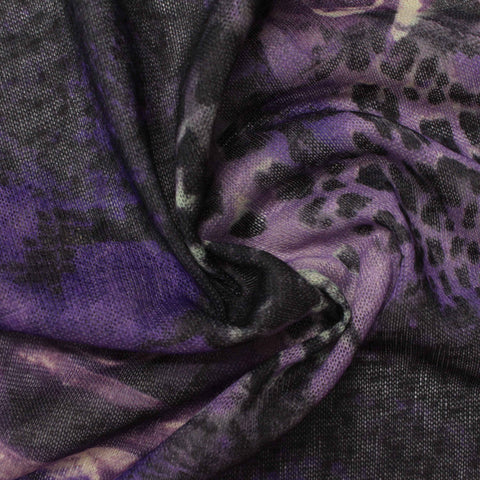 Purple Leopard Knit, Polyester, 110 gsm