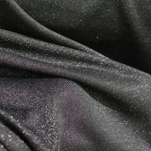 Metallic Stretch Chunky Knit Fabric, 187 gsm, 162 cm — Grey