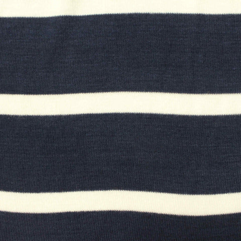 Navy Stripe Jersey Knit, Viscose, 131 gsm