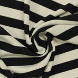 Black Horizontal-Stripe Rib Knit, Polyester — photo 3