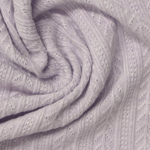 Jacquard Viscose Polyester Blend Stretch Pointelle Knit Fabric, 300 gsm, 155 cm — Purple