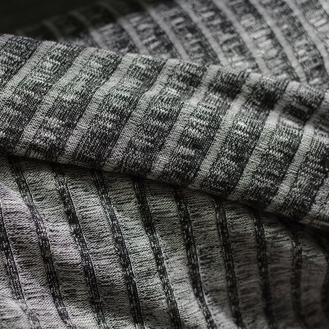 Grey Marl Rib Knit, Viscose-Poly, 250 gsm, 150 cm