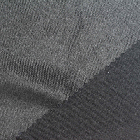 Polyester Stretch Interlock Knit Fabric, 197 gsm, 164 cm — Black