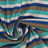 Blue Stripes Rib Knit, Polyester — photo 3