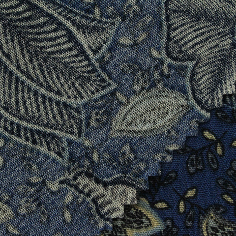 Light Blue Floral Crepe, Viscose