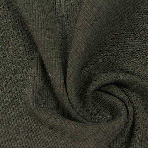 Polyester Cotton Stretch Rib Knit Fabric, 400 gsm, 140 cm — Khaki