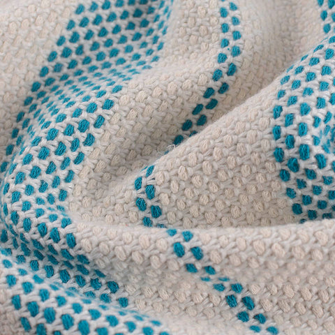 Blue Horizontal-Stripe Jacquard, Poly-Cotton, 431 gsm