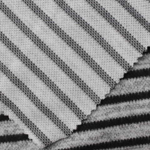 Black Horizontal-Stripe Knit, Poly-Viscose, 233 gsm