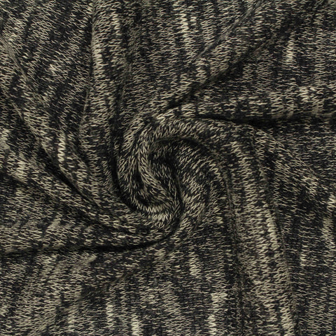 Black Marl Chunky Knit, Poly-Viscose, 150 gsm