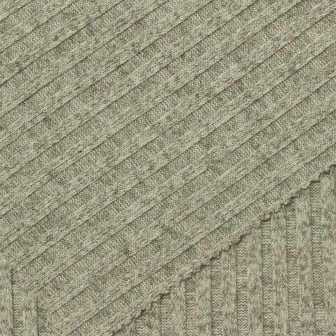 Grey Marl Rib Knit, Polyester, 240 gsm