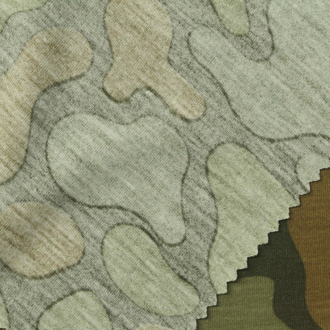Green Camo Jersey Knit, Poly-Viscose, 150 gsm