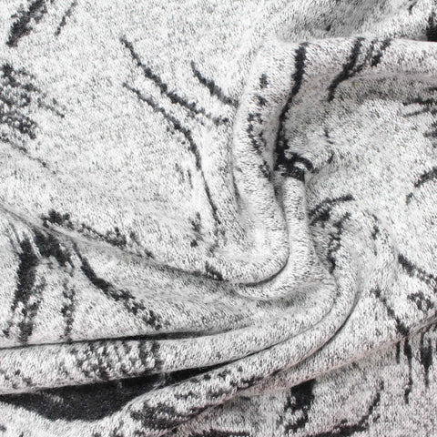 Black Abstract-Floral Jacquard, Viscose-Poly