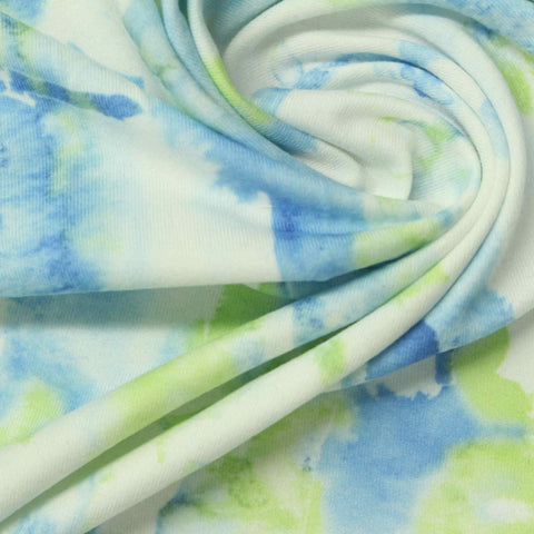 Blue Abstract Milk Silk Knit, Polyester, 160 gsm
