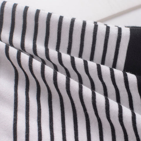 Black Horizontal-Stripe Jersey Knit, Cotton-Modal, 135 gsm