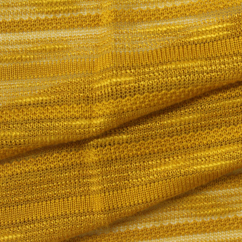 Yellow Horizontal-Stripe Chunky Knit, Polyester, 200 gsm