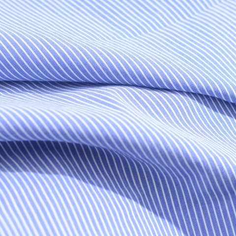 Blue Vertical-Stripe Poplin, Cotton-Nylon