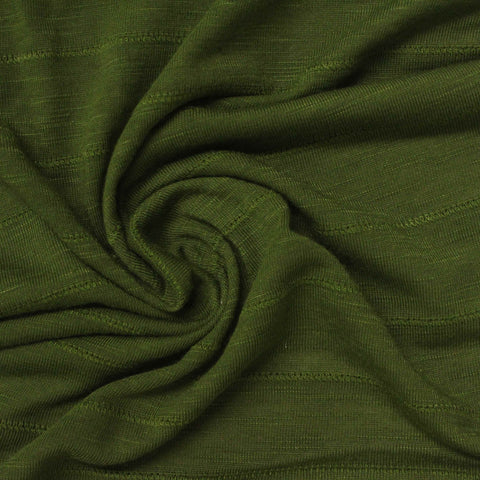 Olive Stripes Jersey Knit, Poly-Viscose