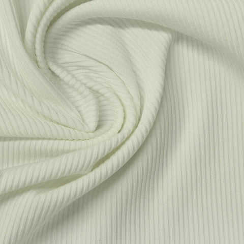 Polyester Stretch Rib Knit Fabric, 260 gsm, 150 cm — White, ref EF-265850
