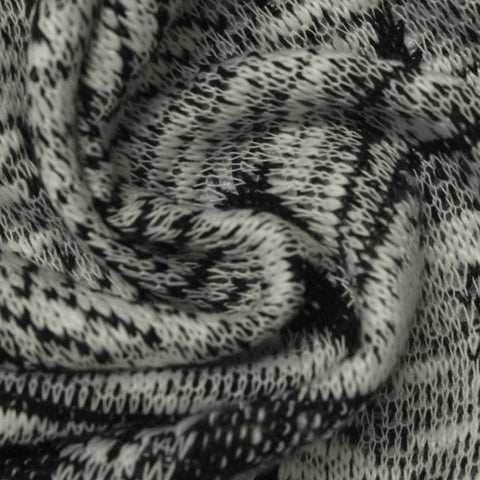 Black Abstract Chunky Knit, Polyester, 198 gsm