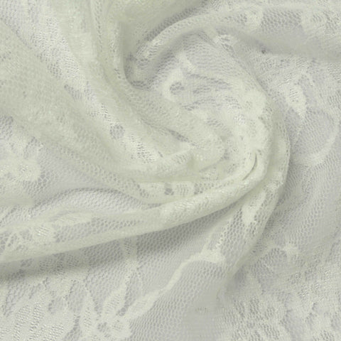 White Floral Lace, Nylon, 110 gsm, 150 cm