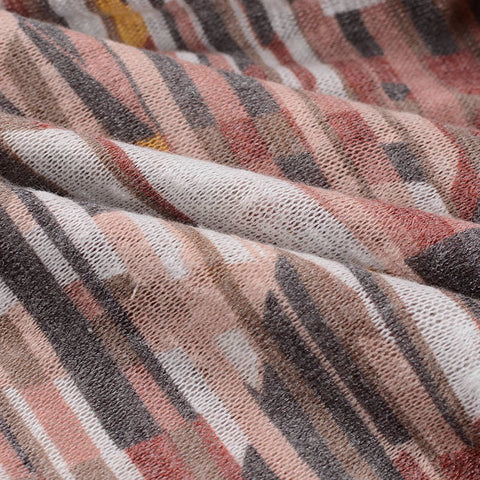 Brown Lines Chunky Knit, Poly-Viscose