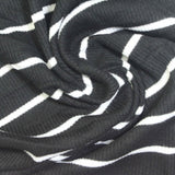 White Horizontal-Stripe Rib Knit, Poly-Viscose — photo 3