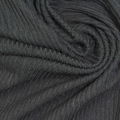 Brushed Polyester Stretch Rib Knit Fabric, 260 gsm, 170 cm — Grey