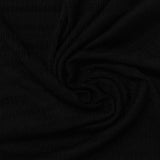 Jacquard Polyester Stretch Rib Knit Fabric, 200 gsm — Black — photo 3