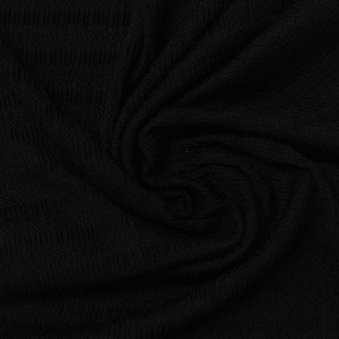 Jacquard Polyester Stretch Rib Knit Fabric, 200 gsm — Black