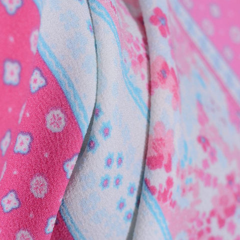 Pink Floral Linen-Look, Polyester, 160 gsm