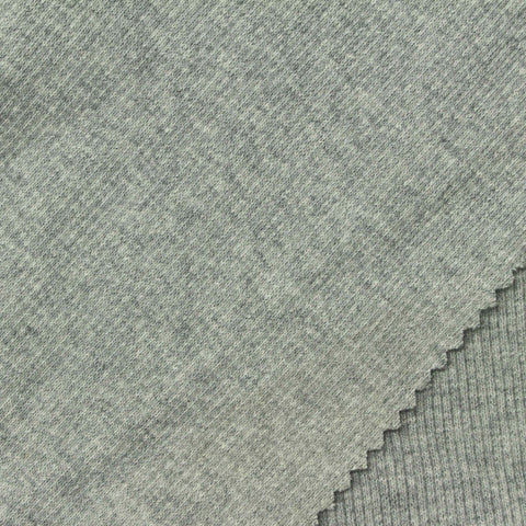 Grey Marl Rib Knit, Cotton, 360 gsm, 105 cm
