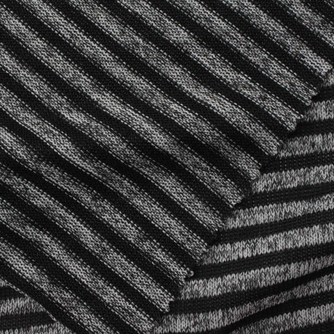 Black Horizontal-Stripe Knit, Polyester, 163 gsm