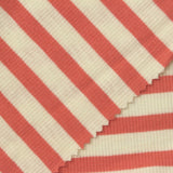 Striped Slub Cotton Polyester Stretch Rib Knit Fabric, 190 gsm, 124 cm — Red — photo 3