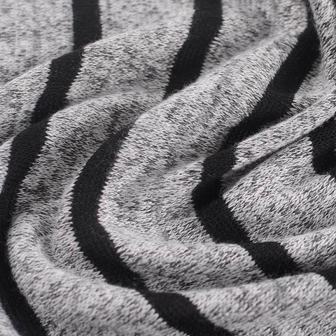Black Vertical-Stripe Chunky Knit, Poly-Cotton, 189 gsm
