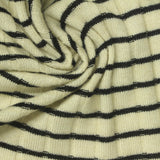 Cream Horizontal-Stripe Rib Knit, Viscose-Poly — photo 3