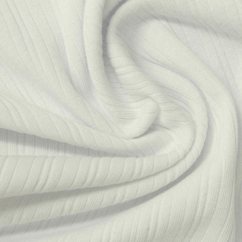 White Ribbed Rib Knit, Poly-Viscose