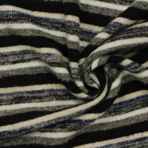 Black Horizontal-Stripe Knit, Viscose-Poly, 210 gsm