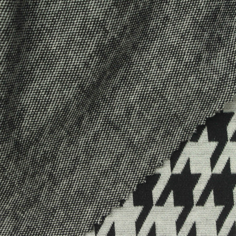 Black Houndstooth Jacquard, Poly-Viscose, 280 gsm, 160 cm, ref EF-269370