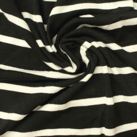 Black Diagonal-Stripe Jersey Knit, Viscose, 138 gsm