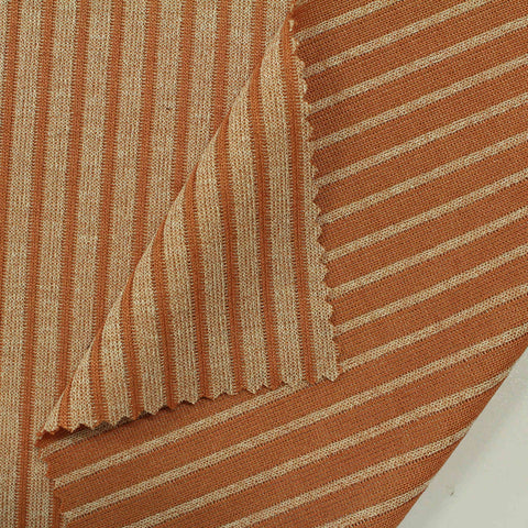 Orange-Brown Stripes Jacquard, Poly-Viscose