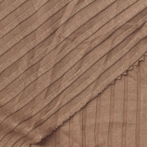 100% Viscose Rib Knit Fabric, 135 gsm, 154 cm — Brown