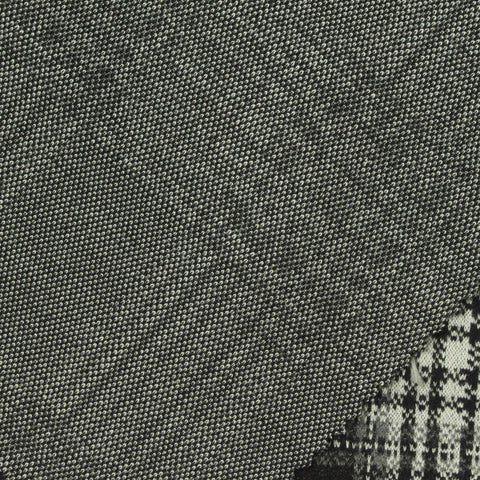 Black Plaid Interlock Knit, Poly-Viscose, 280 gsm, 160 cm