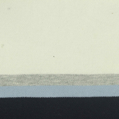 Cream Horizontal-Stripe Piqué Knit, Cotton, 230 gsm