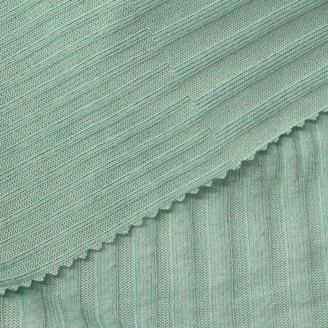 Jacquard Polyester Viscose Rib Knit Fabric, 170 gsm, 180 cm — Green