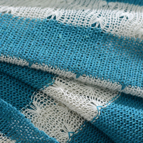 Blue Horizontal-Stripe Knit, Poly-Cotton