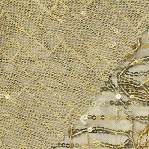 Gold Sequin Mesh, Polyester, 200 gsm, 150 cm