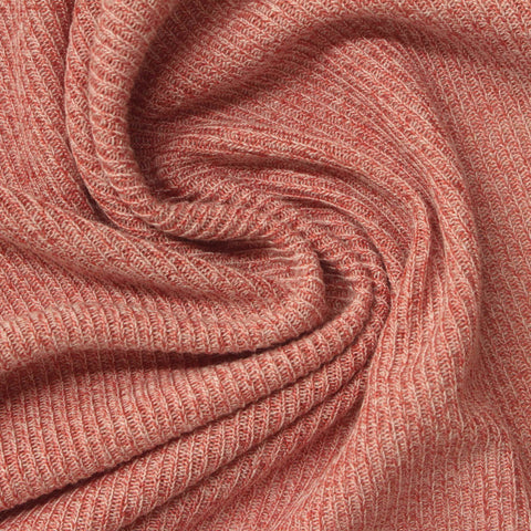 Terracotta Marl Rib Knit, Poly-Viscose