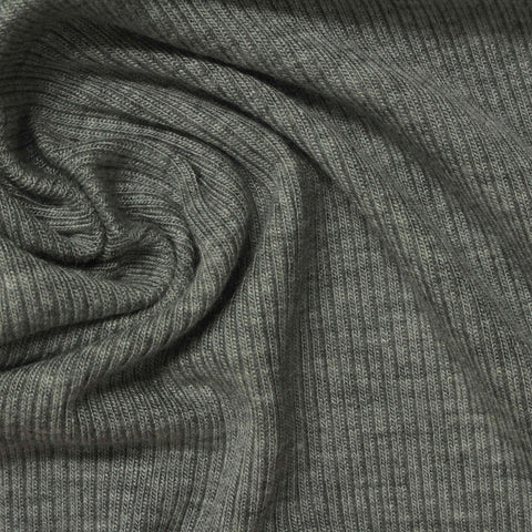 Viscose Stretch Rib Knit Fabric, 205 gsm, 135 cm — Grey